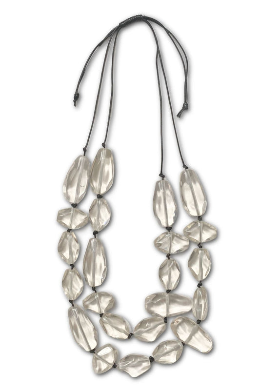 Clear randon shaped beads adjustable necklacee.