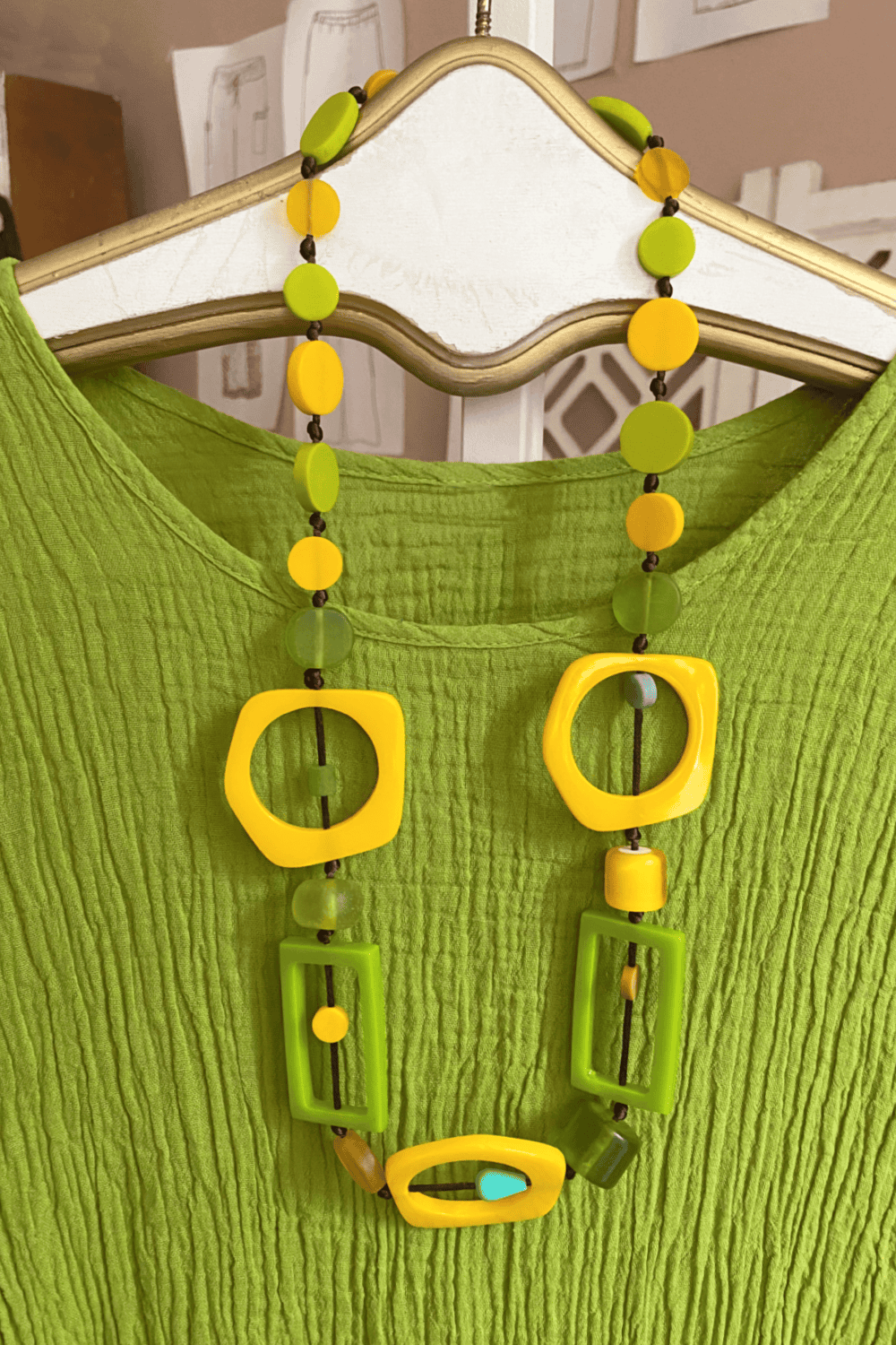 Lime & Yellow Resin Necklace