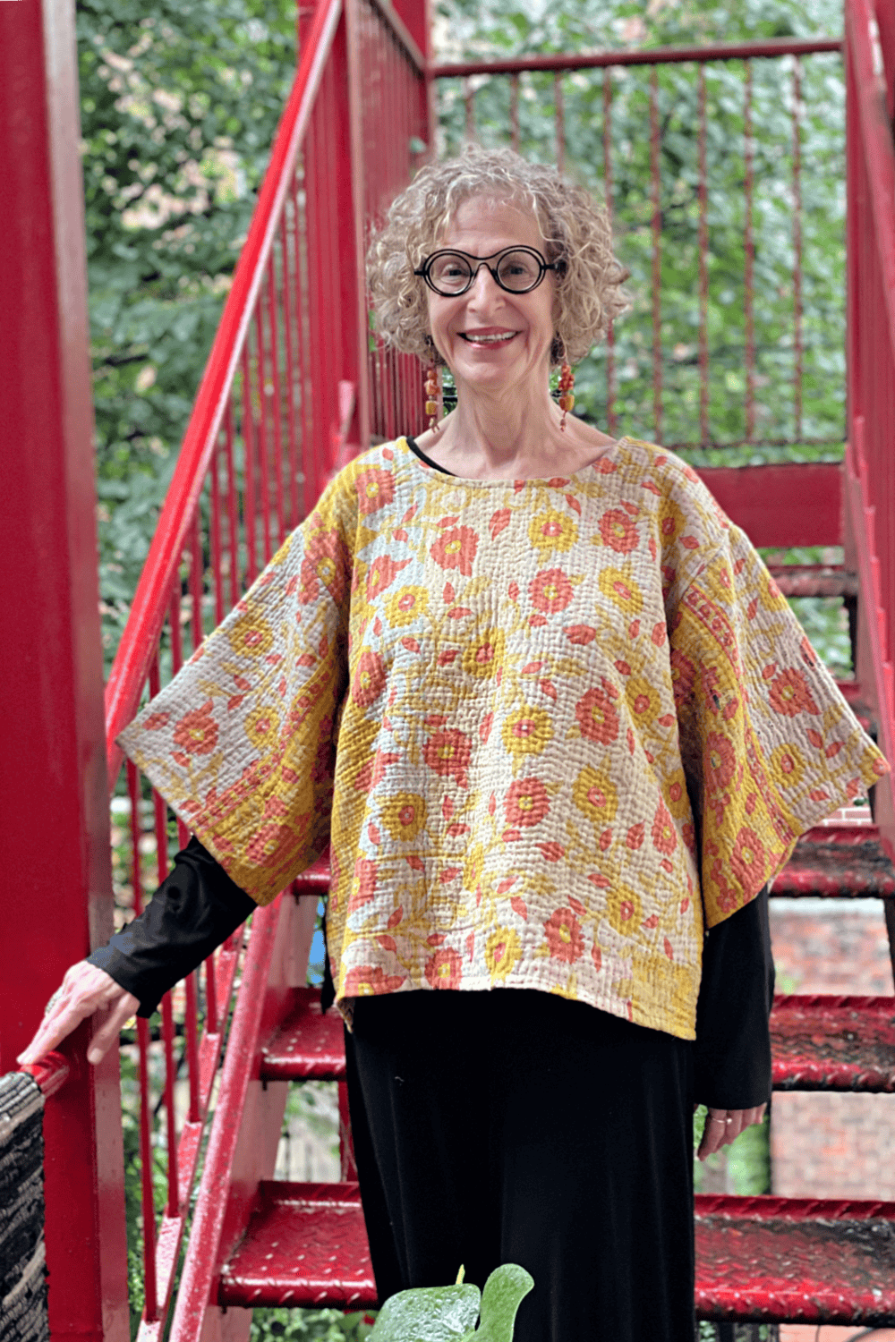 Women's Cotton Vintage Kantha Pullover Top.