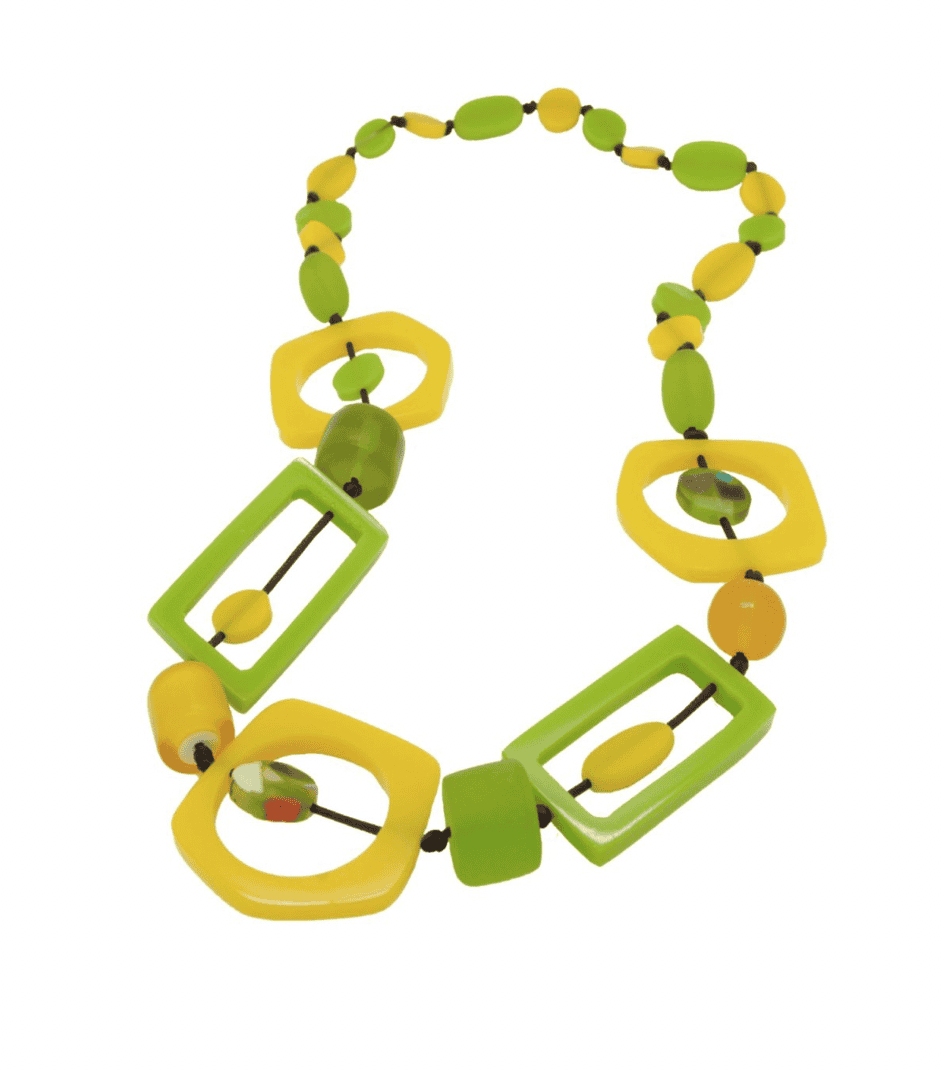 Lime and yellow resin necklace