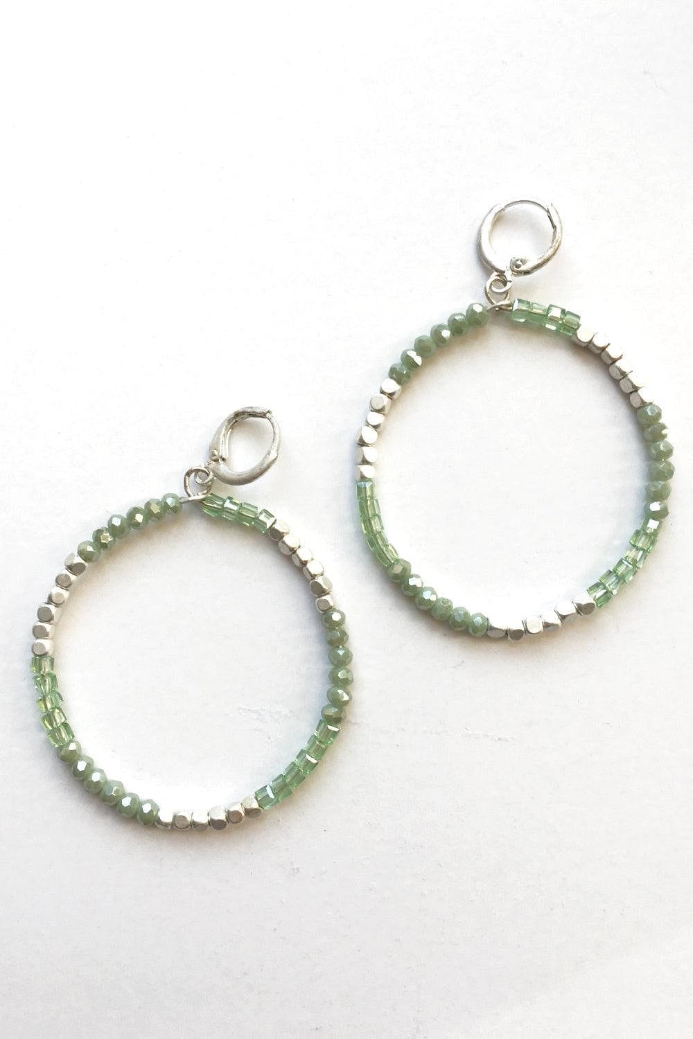 Glass Beads Hoop Earrings