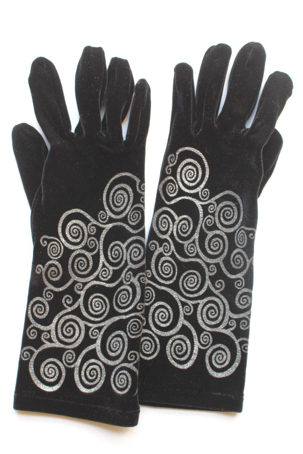 Black Silver Klimt Velvet Glove