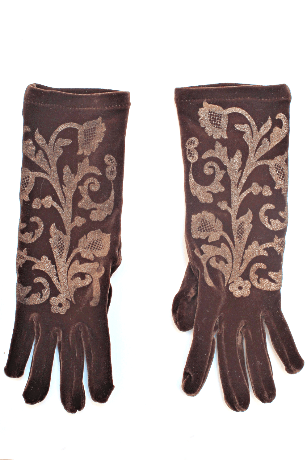 Brown Copper Lace Velvet Glove