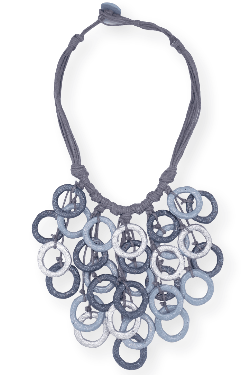 Multiple grey tones necklace made of a cascade of loops.