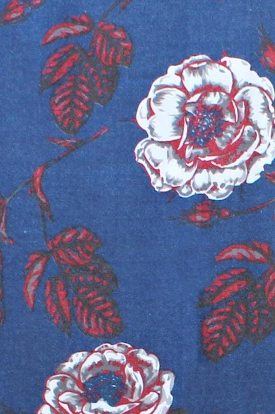 Soft Floral Women's Scarf in a pretty blue color with cranbetty and white flowers.