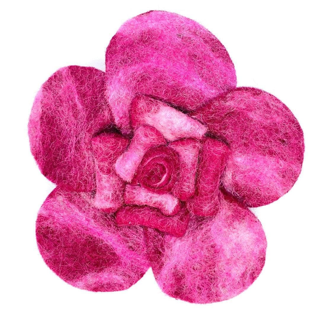 Felted Flower Brooch Pinks