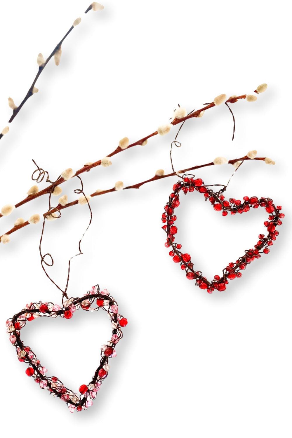 Jeweled Wired Heart Ornaments