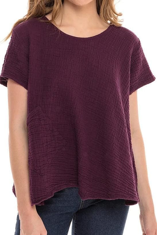 Mullberry One Pocket Women's Cotton Tee with short sleeves.