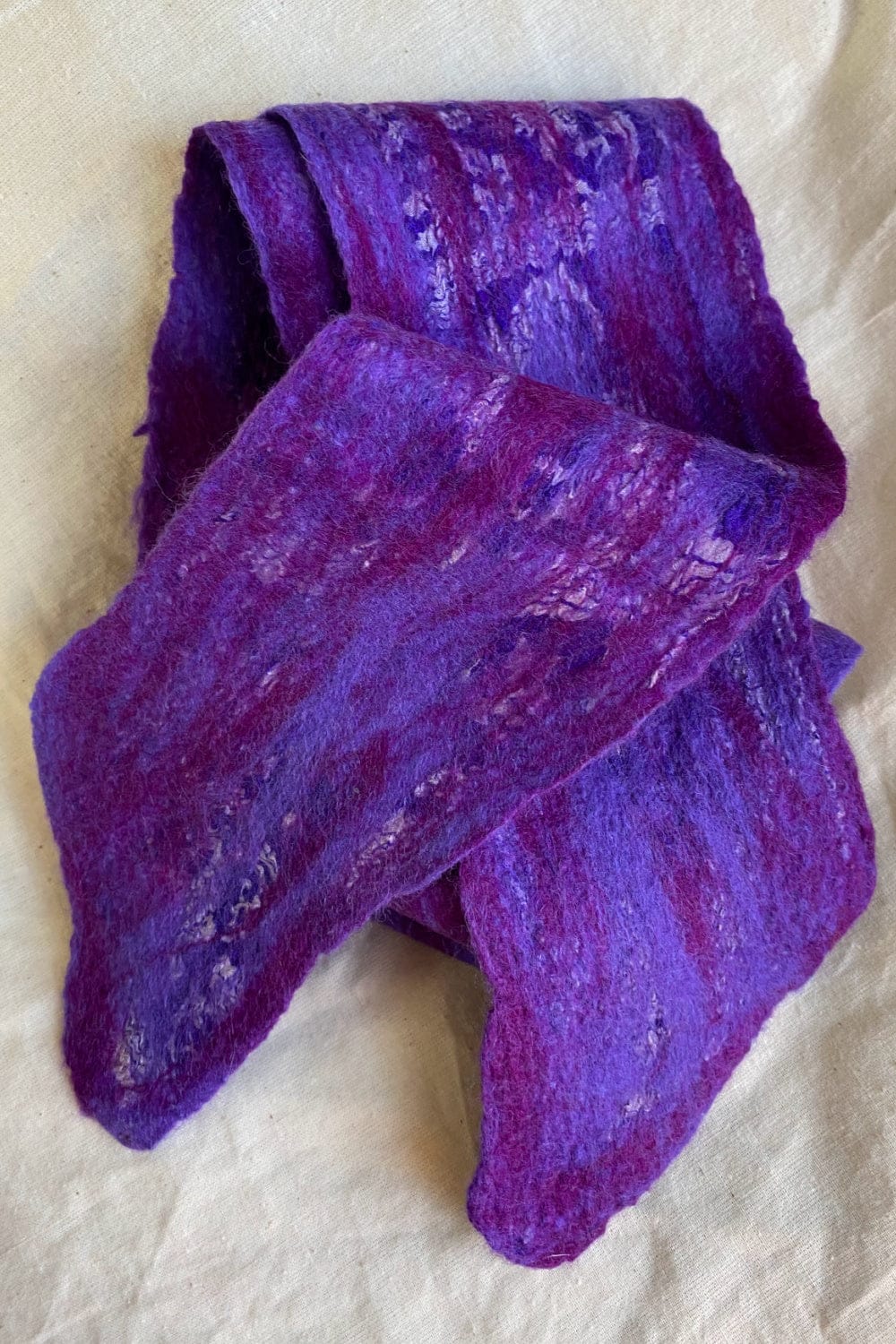 Sari head scarf in a blend of purple felt and vintage silks.