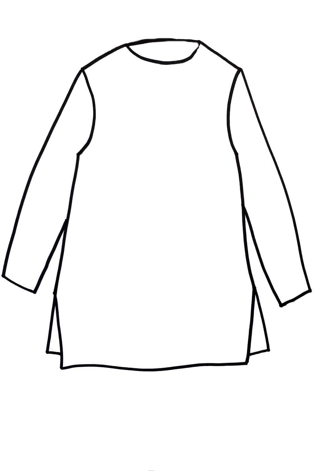 Line drawing of women's long sleeve aline cut tee.