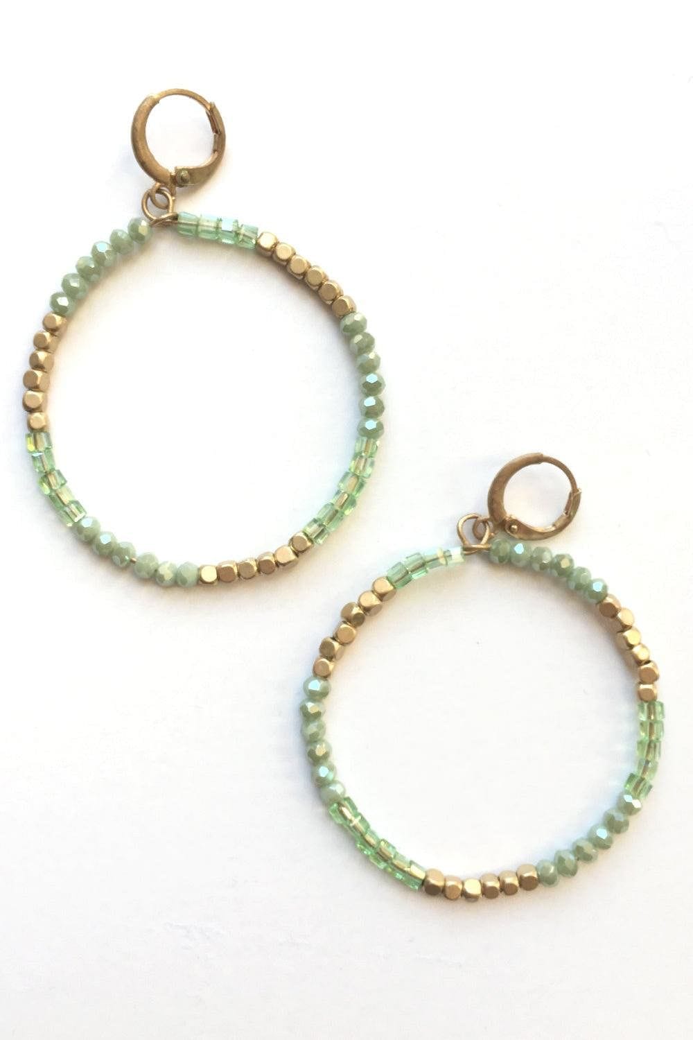 Glass Beads Hoop Earrings