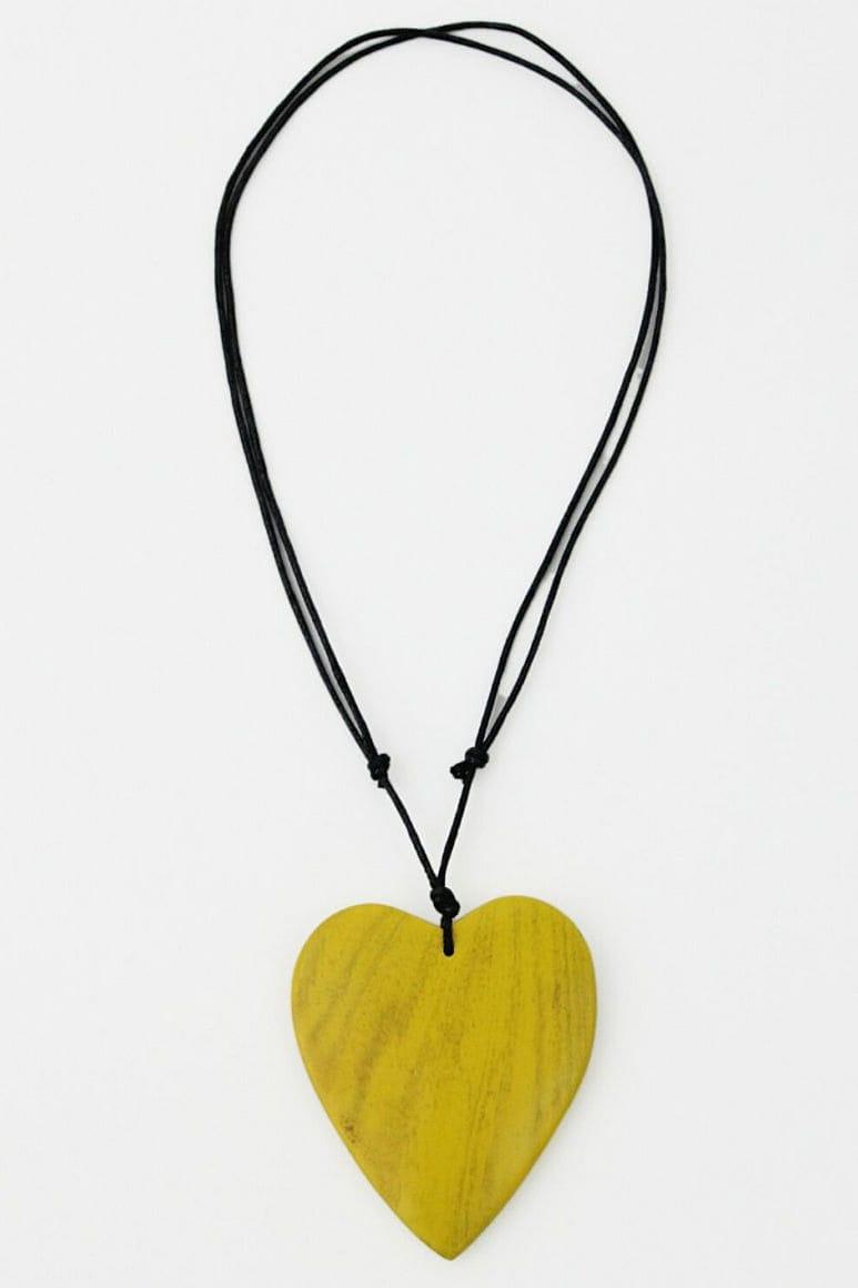 Wooden Heart Necklace Yellow