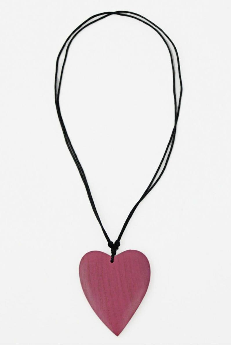 Wooden Heart Necklace Pink